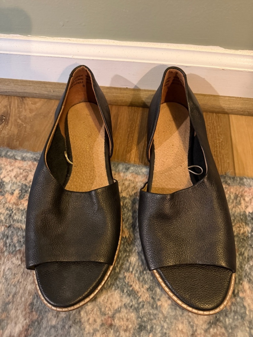 Anthropologie Peep-Toe D'Orsay Flats. Black size 8